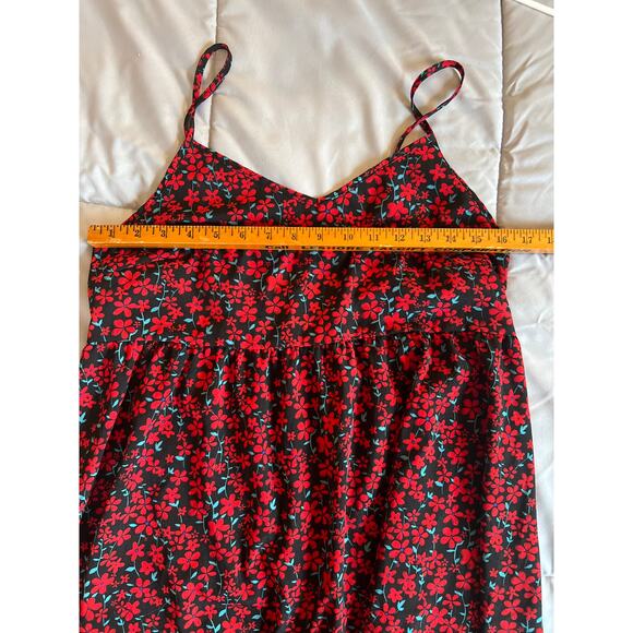 SHEIN red and black floral‎ summer mini zip up dress size M 6 - Picture 3 of 6